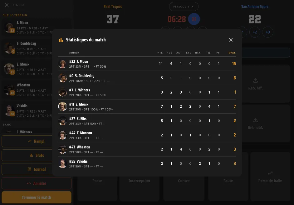 Saisie des statistiques en direct dans BigNumbers
